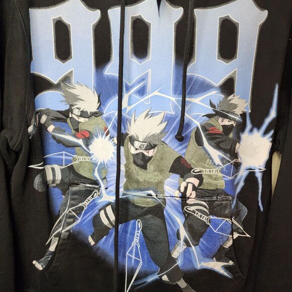 999 Club Naruto Shippuden Hoodie Sweatshirt Kakeshi Sensei Lightning Medium - Picture 2 of 12
